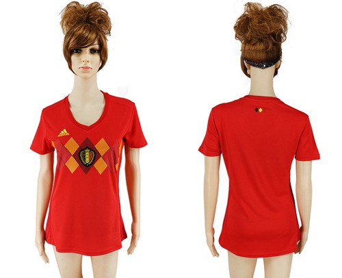 Women's Belgium Blank Red Home Soccer Country Jersey